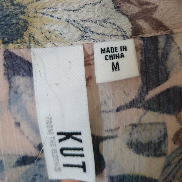 "Kut From The Kloth" Sheer Floral Blouse Size Med - Picture 5 of 7